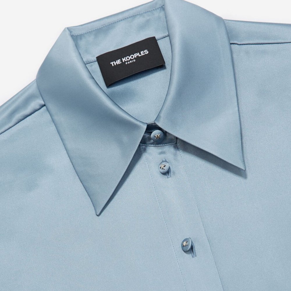 Beautiful Baby Blue Silk Button Down fron THE KOOPLES of Paris! - Picture 3 of 6